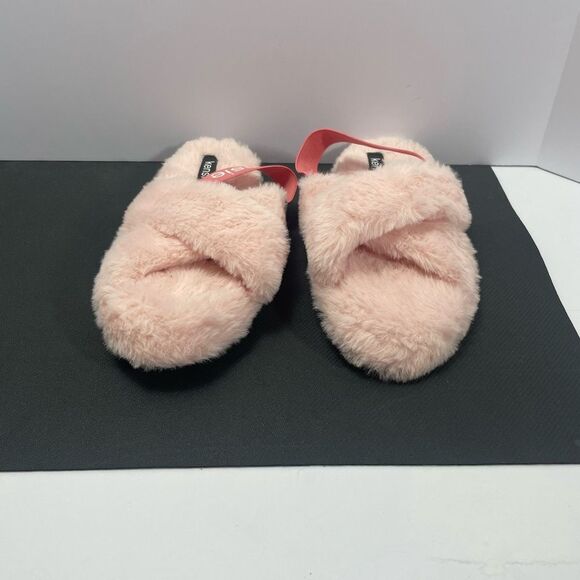 Kensie Memory Foam Faux Fur Pink Slippers with Backstrap - Size Small 6/7 - Picture 1 of 6